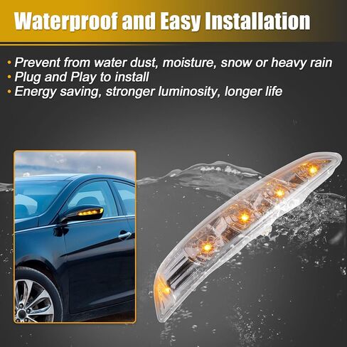 X AUTOHAUX 1 زوج سيارة 4 LED الجبهة اليسرى واليمنى الجانب مرآة بدوره مصباح إشارة 87613-3S000 87623-3S000 لشركة هيونداي سوناتا 2011-2014 in Saudi Arabia