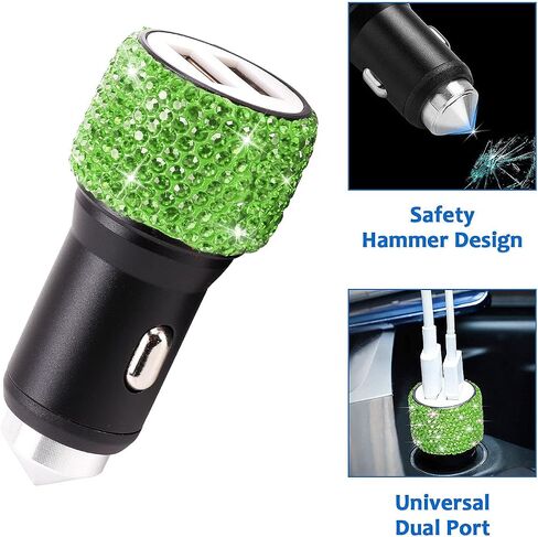 ToBeQueen Bling Car Accessories Set for Women Girl, Bling Head Rest Collars Rings,Bling Dual USB Car Charger,Bling Car Hook Backseat,Bling Cup Holder,Bling Tire Valve Stem Caps,Car Bling Rings(White) in Kuwait