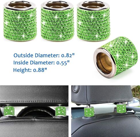ToBeQueen Bling Car Accessories Set for Women Girl, Bling Head Rest Collars Rings,Bling Dual USB Car Charger,Bling Car Hook Backseat,Bling Cup Holder,Bling Tire Valve Stem Caps,Car Bling Rings(White) in Kuwait