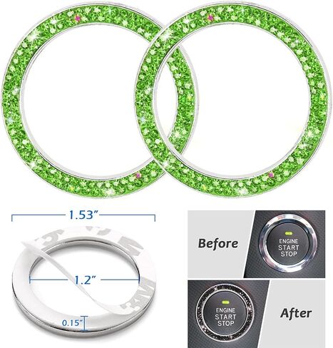 ToBeQueen Bling Car Accessories Set for Women Girl, Bling Head Rest Collars Rings,Bling Dual USB Car Charger,Bling Car Hook Backseat,Bling Cup Holder,Bling Tire Valve Stem Caps,Car Bling Rings(White) in Kuwait