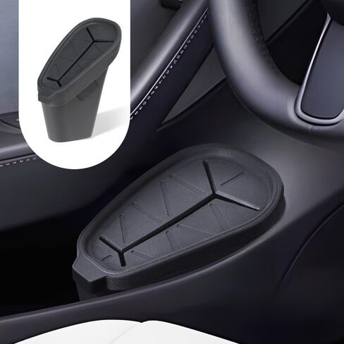 سلة مهملات تيسلا البطيئة، علبة قمامة تيسلا موديل 3، سلة مهملات السيارة مع غطاء منظم صندوق تخزين للباب الجانبي (الباب الأمامي الأيسر) ملحقات تيسلا 3، أسود in Kuwait