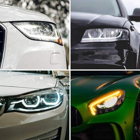 ينجيا شريط اضاءة LED ثنائي اللون 45 سم من قطعتين دي ار ال واشارة الانعطاف، شريط اضاءة LED كهرماني ابيض للسيارة، مصابيح تشغيل نهارية مرنة مقاومة للماء in Kuwait