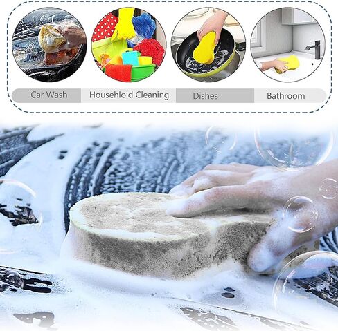 NGHEY Pack-5 إسفنجة سميكة لغسيل السيارات، إسفنجة مسح السيارة بالشمع عالية الكثافة، مجموعة أدوات تنظيف إسفنجية ماصة صديقة للبيئة للأطباق والبلاط والدراجة والمطبخ والقارب والتنظيف المنزلي (رمادي) in Kuwait