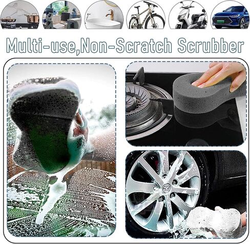 NGHEY Pack-5 إسفنجة سميكة لغسيل السيارات، إسفنجة مسح السيارة بالشمع عالية الكثافة، مجموعة أدوات تنظيف إسفنجية ماصة صديقة للبيئة للأطباق والبلاط والدراجة والمطبخ والقارب والتنظيف المنزلي (رمادي) in Kuwait
