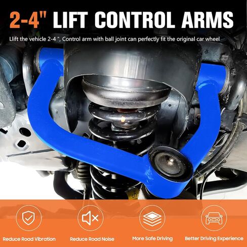 أذرع التحكم العلوية الأمامية لسيارة Chevy Silverado 1500 GMC Sierra 1500 2007-2018، Tahoe Suburban Yukon XL Escalade 2007-2014، وصلة كروية لذراع التحكم في تعليق الرفع 2-4 بوصة (تناسب فقط OE Forged/Cast Steel UCA) in Kuwait