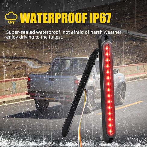 keing 2 حزمة 10 "30 led مقطورة ضوء الذيل 3rd الفرامل وقف متسلسل بدوره أضواء الإشارة الجمعية الأحمر والعنبر مقاوم للماء الخلفية صانع شريط معرف ل 12 فولت مقطورة قارب شاحنة rv، ضمان 5 سنوات in Kuwait