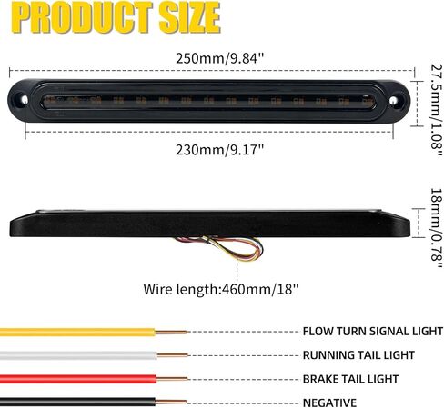 keing 2 حزمة 10 "30 led مقطورة ضوء الذيل 3rd الفرامل وقف متسلسل بدوره أضواء الإشارة الجمعية الأحمر والعنبر مقاوم للماء الخلفية صانع شريط معرف ل 12 فولت مقطورة قارب شاحنة rv، ضمان 5 سنوات in Kuwait