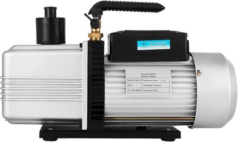 VEVOR 1 HP Two Conditioning Pump 120V 0.3PA Ultimate Refrigerant HVAC Air Tool for Automobile Reparation Vacuum Evacuation (2-Stage, 8CFM), Silver & Black in Saudi Arabia
