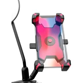 YIUJEFDA Motorcycle Phone Mount, 1s Auto Lock and Quick Release Phone Holder for Motorcycle Moped Scooter Rear View Mirror Phone Mount for iPhone and More 4.5-6.8 inch Cell Phone