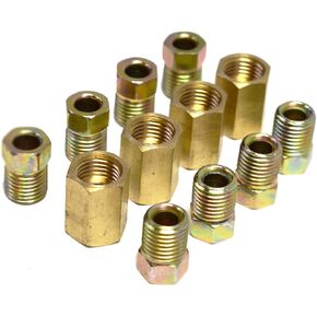 A-Team Performance - 12 Piece 3/8 Inch-24 Threads Brake Line Fittings Assortment - for 3/16 Inch Tube (4 Unions, 8 Nuts) in Kuwait