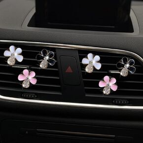 6pcs Diamonds Flower Car Air Fresheners Vent Clips with Fragrance Pads Car Fresheners Cute Car Air Conditioner Vent Charm Interior Decor Accessories Gift (6 Pcs with Diamonds Flower) in Kuwait