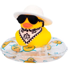 wonuu Car Rubber Duck Decoration, Cute Car Accessories West Cowboy Duck Car Dashboard Decoration with Mini Swim Ring Cowboy Hat Scarf and Sunglasses