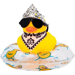 wonuu Car Rubber Duck Decoration, Cute Car Accessories West Cowboy Duck Car Dashboard Decoration with Mini Swim Ring Cowboy Hat Scarf and Sunglasses