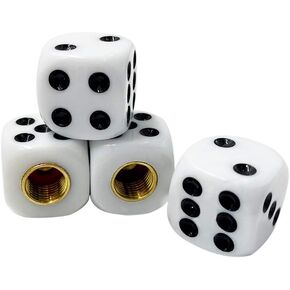 4pcs Universal Vehicle Wheel Stem Tyre Air Valve Stem Caps Dice Shape Universal Stem Covers for Cars, SUVs, Bike, Trucks (Black)