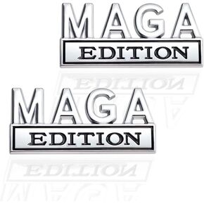 2 Pcs MAGA Edition Emblem 3D Metal Badge Decal Sticker Fit for Universal Car Truck SUV Side Rear Front Hood Trunk Door (Black Red)