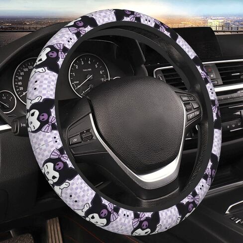 Cute Cartoon Kuromi Steering Wheel Cover Universal 15 in Car Accessories for Men Women,Steering Wheel Protector Comfortable Protective Case for SUV Sedan Decor… in Saudi Arabia
