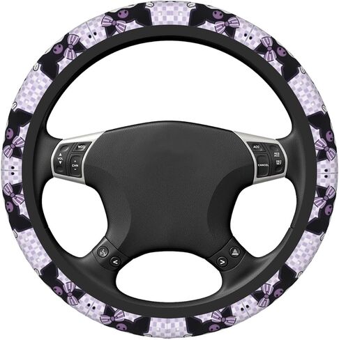 Cute Cartoon Kuromi Steering Wheel Cover Universal 15 in Car Accessories for Men Women,Steering Wheel Protector Comfortable Protective Case for SUV Sedan Decor… in Saudi Arabia