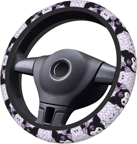 Cute Cartoon Kuromi Steering Wheel Cover Universal 15 in Car Accessories for Men Women,Steering Wheel Protector Comfortable Protective Case for SUV Sedan Decor… in Saudi Arabia