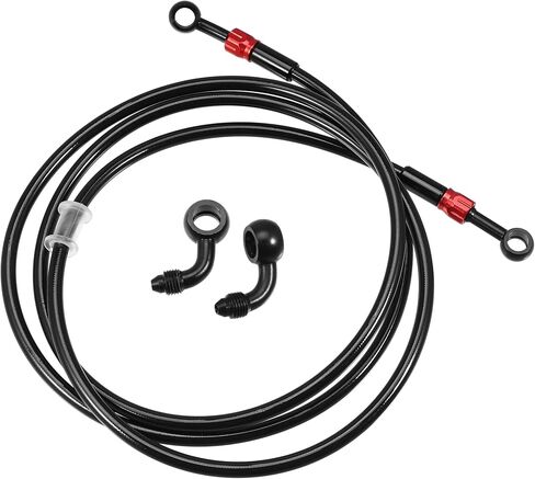 X AUTOHAUX خرطوم الفرامل AN3 28 90 درجة M10 دراجة نارية خط الفرامل الهيدروليكية خرطوم النفط المناسب ل ATV دراجة نارية موتوكروس سباق الدراجة 190 سم أسود 1 مجموعة in Saudi Arabia