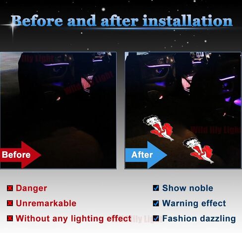 2PCS Betty Car Door Lights Logo Projector for Boop,Betty Courtesy Boop Ghost Shadow Welcome Door Lamp Fit All Cars in Kuwait