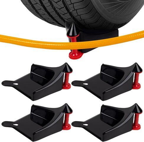 دليل خرطوم السيارات من جيبان، 4 قطع من ادوات لوازم غسيل السيارات، يمنع خرطوم الغسالة بالضغط من الالتصاق تحت الاطارات، لوازم تفصيل السيارات والدراجات النارية واطارات الشاحنات (اسود) in Kuwait