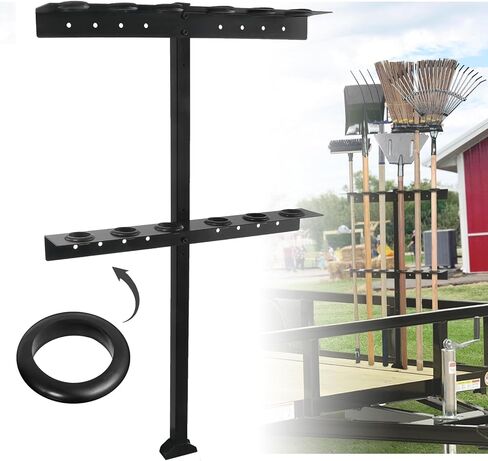 Fumingpal Shovel Holder for Truck, Hand Tool Rack with 6 Tool Holes for Open Style Trailers, Yard Tool Organizer for Garage with Rubber Grommets and Mounting Hardware Fit for Shovels, Rakes, Hoes in Kuwait