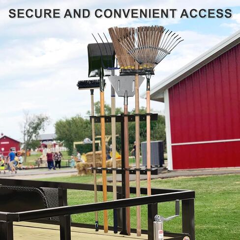 Fumingpal Shovel Holder for Truck, Hand Tool Rack with 6 Tool Holes for Open Style Trailers, Yard Tool Organizer for Garage with Rubber Grommets and Mounting Hardware Fit for Shovels, Rakes, Hoes in Kuwait