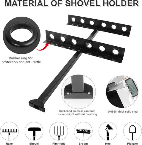 Fumingpal Shovel Holder for Truck, Hand Tool Rack with 6 Tool Holes for Open Style Trailers, Yard Tool Organizer for Garage with Rubber Grommets and Mounting Hardware Fit for Shovels, Rakes, Hoes in Kuwait