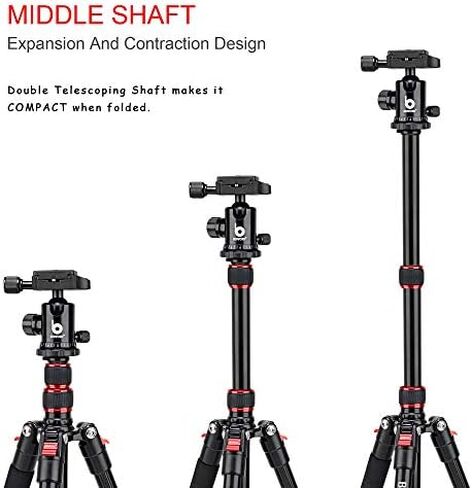 B690C Lightweight Carbon Fiber Portable Tripod Compact Travel Camera Tripod Monopod with 360 Degree Ball Head,1/4" Quick Release Plate and Carry Bag for DSLR Cameras in Saudi Arabia