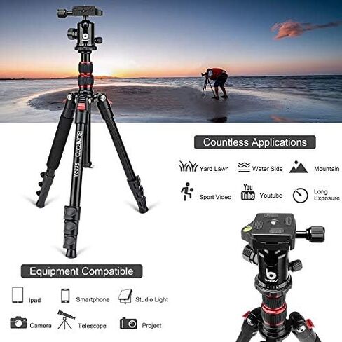 B690C Lightweight Carbon Fiber Portable Tripod Compact Travel Camera Tripod Monopod with 360 Degree Ball Head,1/4" Quick Release Plate and Carry Bag for DSLR Cameras in Saudi Arabia