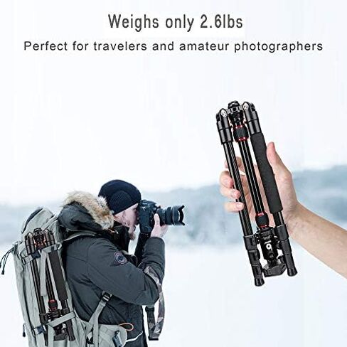 B690C Lightweight Carbon Fiber Portable Tripod Compact Travel Camera Tripod Monopod with 360 Degree Ball Head,1/4" Quick Release Plate and Carry Bag for DSLR Cameras in Saudi Arabia