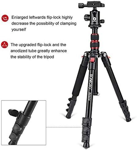B690C Lightweight Carbon Fiber Portable Tripod Compact Travel Camera Tripod Monopod with 360 Degree Ball Head,1/4" Quick Release Plate and Carry Bag for DSLR Cameras in Saudi Arabia