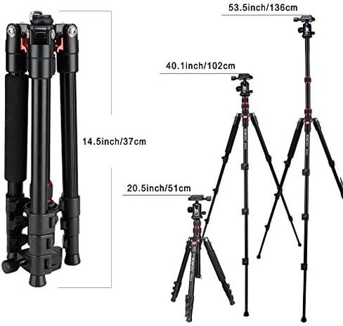 B690C Lightweight Carbon Fiber Portable Tripod Compact Travel Camera Tripod Monopod with 360 Degree Ball Head,1/4" Quick Release Plate and Carry Bag for DSLR Cameras in Saudi Arabia