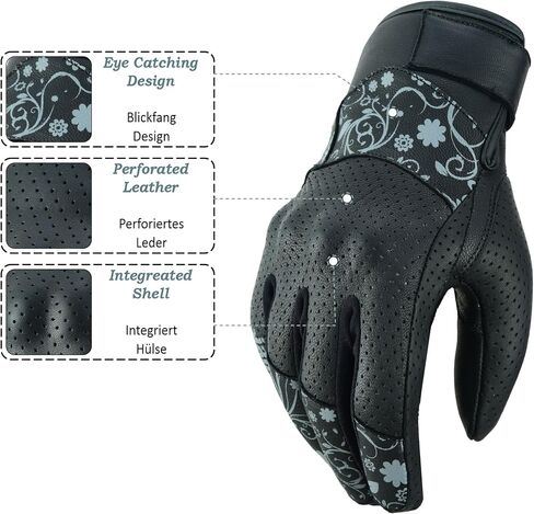 JAUNTY Motorcycle Gloves for Women Leather Riding Touchscreen Gloves for Ladies with Hard Knuckle Perforated Breathable Biker Gloves ATV BMX Combat Motocross Gloves for Riding Racing in Saudi Arabia