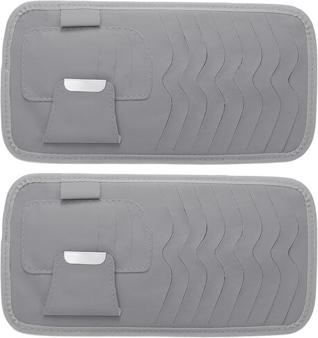 حاملات أقراص CD من PATIKIL، قطعتان من جلد البولي يوريثان، إجمالي سعة 16 قرصًا، منظم فواصل تخزين وجيب مع حزام لمجموعة أقنعة السيارة، أسود in Kuwait