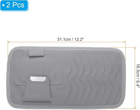 حاملات أقراص CD من PATIKIL، قطعتان من جلد البولي يوريثان، إجمالي سعة 16 قرصًا، منظم فواصل تخزين وجيب مع حزام لمجموعة أقنعة السيارة، أسود in Kuwait