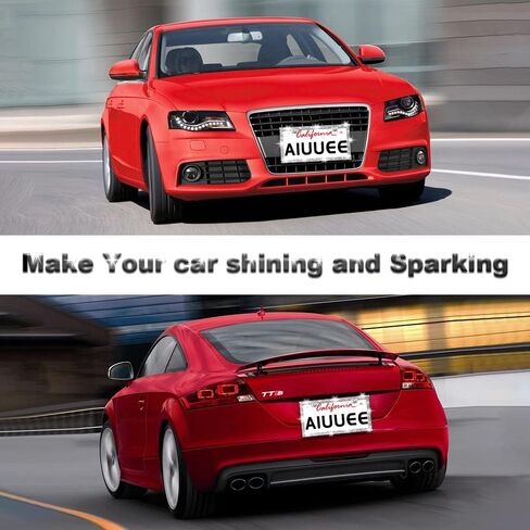 Aiuuee Diamond Car License Plate Frames Set, 2 Pcs Sparkly Rhinestone Stainless Steel License Plate Cover Frames with Coaster, Valve Caps, More Bling Car Accessories for Women in Wonderful Gift Box in Kuwait