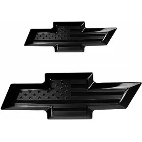 American Flag Metal Overlay Emblem Front Rear Set for (2015-2020 Suburban Tahoe, Black)
