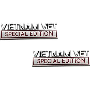 2Pcs Vietnam Vet Special Edition Emblems Car Badge, Warrior Soldier 3D Metal Material Sticker, Vietnam Veteran Special Edition Letters Raised Decal (Black/Red) in Saudi Arabia