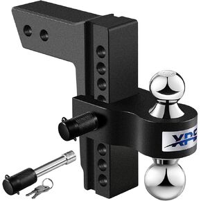 XPE Tow Hitch- Fits 2.5'' Receiver Only, 8'' Drop/Rise Drop, Dual Ball (2'' X 2-5/16''), Adjustable Aluminum Trailer Hitch for Heavy Duty Truck -18,500 Gtw with Trailer Locks, Black, X-322508 in Kuwait