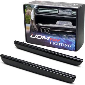 iJDMTOY Dark Red Lens Rear Bumper Reflector Lenses Compatible With 2015-up Dodge Challenger, OE-Spec LH RH Assembly