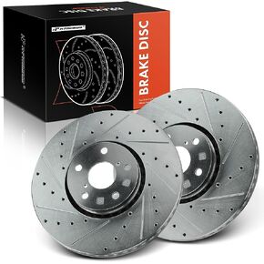A-Premium 13.15 inch (334mm) Front Drilled and Slotted Disc Brake Rotors Compatible with Select Lexus Models - IS200t 2016-2017, IS250 2014-2015, IS300, IS350, GS350, GS430, GS450h, GS460, 2-PC Set in Saudi Arabia