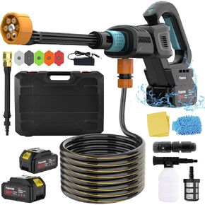 Cordless Pressure Washer, Max 1100 PSI Portable Pressure Washer with 6 Nozzles, Battery Pressure Washer with Bucket, Handheld Power Washer with Hose, Compact Power Washer for Cars/Fences/Siding in Saudi Arabia