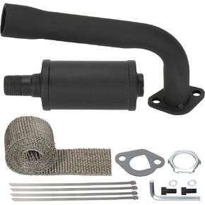 FVRITO Thickened Exhaust Header Pipe Muffler with Heat Shield Tape Kit for Non Hemi 6.5HP Predator 212cc 196cc GX160 GX200 Coleman CT200u BT200X KT196 Baja MB200 Clone Mini Bike Go Kart Parts Black