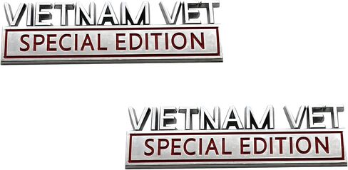 2Pcs Vietnam Vet Special Edition Emblems Car Badge, Warrior Soldier 3D Metal Material Sticker, Vietnam Veteran Special Edition Letters Raised Decal (Black/Red) in Kuwait