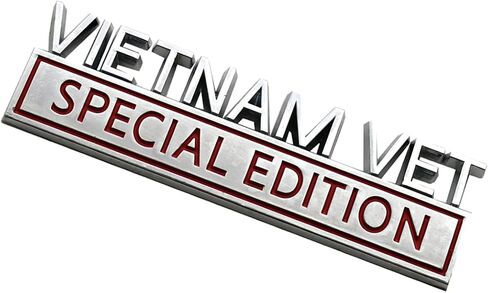 2Pcs Vietnam Vet Special Edition Emblems Car Badge, Warrior Soldier 3D Metal Material Sticker, Vietnam Veteran Special Edition Letters Raised Decal (Black/Red) in Kuwait