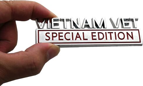 2Pcs Vietnam Vet Special Edition Emblems Car Badge, Warrior Soldier 3D Metal Material Sticker, Vietnam Veteran Special Edition Letters Raised Decal (Black/Red) in Kuwait