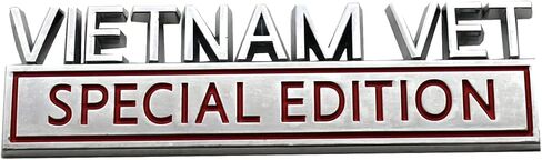 2Pcs Vietnam Vet Special Edition Emblems Car Badge, Warrior Soldier 3D Metal Material Sticker, Vietnam Veteran Special Edition Letters Raised Decal (Black/Red) in Kuwait