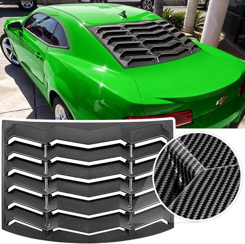 Rear Window Louver for Chevy Chevrolet Camaro 2010 2011 2012 2013 2014 2015 Windshield Sun Shade Cover Vent GT Lambo Style Custom Fit All Weather ABS (Glossy Carbon Fiber) in Saudi Arabia