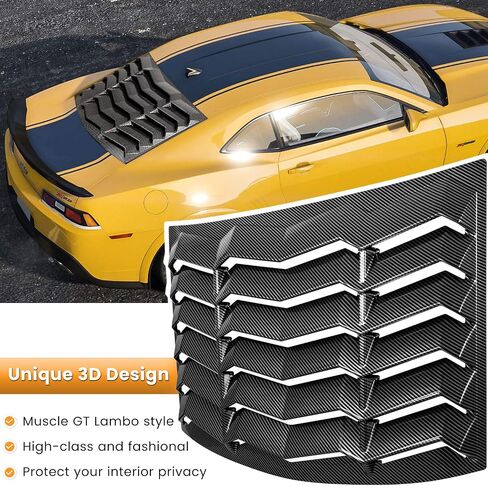 Rear Window Louver for Chevy Chevrolet Camaro 2010 2011 2012 2013 2014 2015 Windshield Sun Shade Cover Vent GT Lambo Style Custom Fit All Weather ABS (Glossy Carbon Fiber) in Saudi Arabia